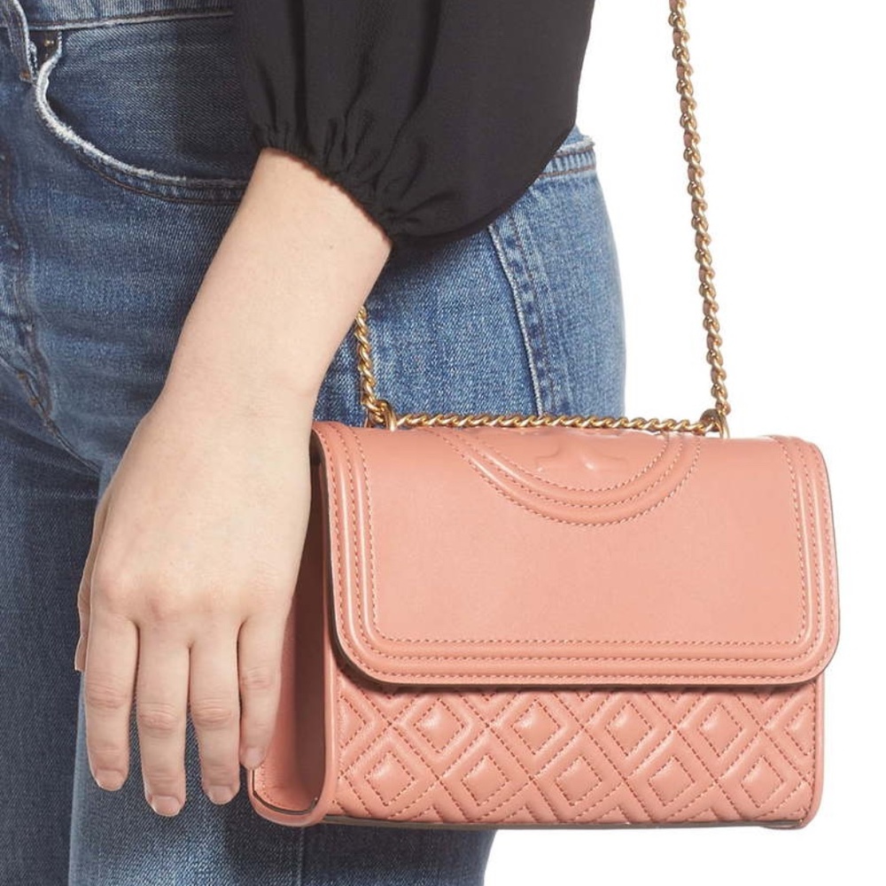 Tory Burch Fleming Coral Sunset Pink Small Convertible Shoulder/Crossbody Bag - Picture 16 of 16